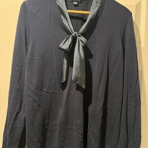 Tommy Hilfiger Navy Blue Polka Dot Trim Sweater XL